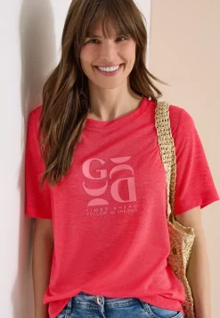 T-shirt imprimé à effet lin