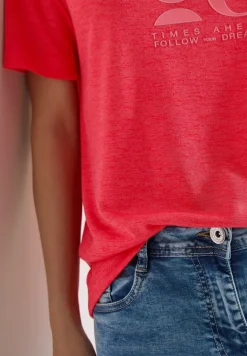 T-shirt imprimé à effet lin