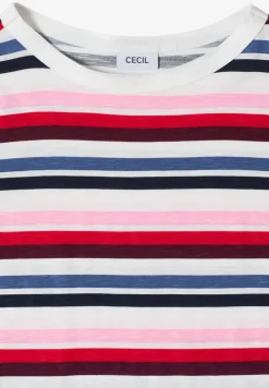T-shirt à manches courtes avec rayures multicolores