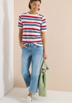 T-shirt à manches courtes avec rayures multicolores