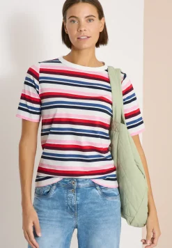 T-shirt à manches courtes avec rayures multicolores