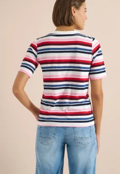 T-shirt à manches courtes avec rayures multicolores