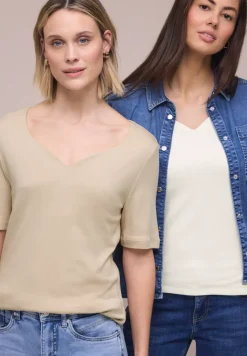 T-shirts avec encolure en cœur en pack de 2