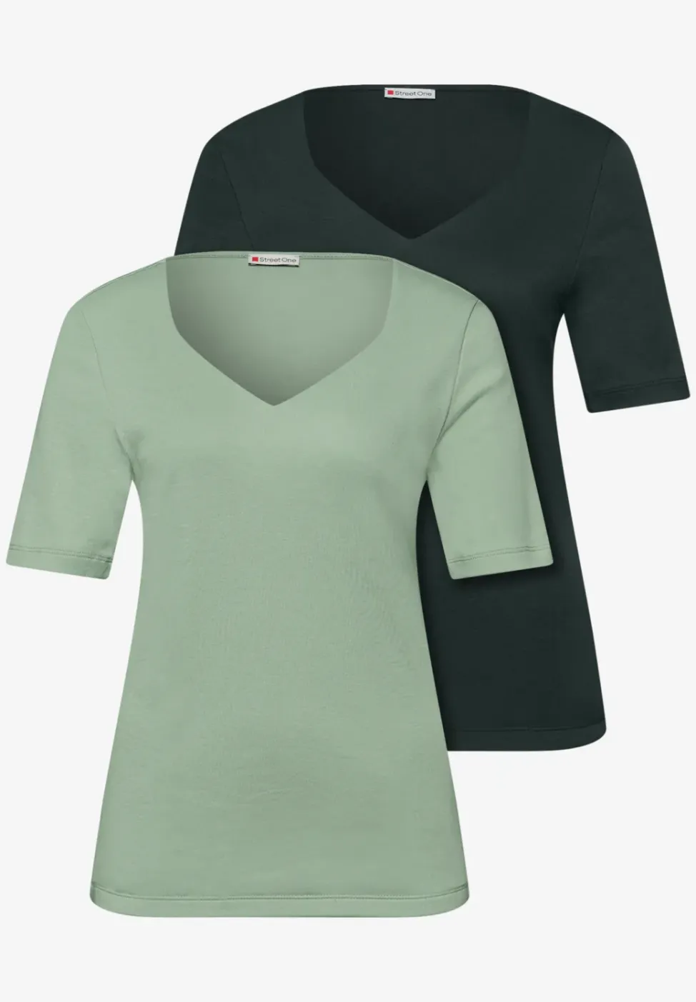 T-shirts avec encolure en cœur en pack de 2