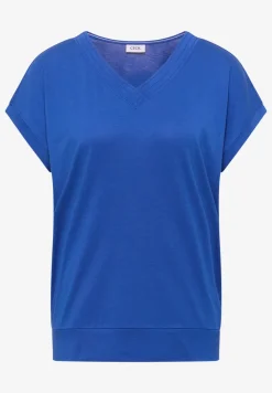 T-shirt uni à col V et manches courtes