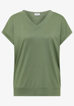 T-shirt uni à col V et manches courtes