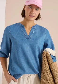 Tunique manches 3/4 effet denim