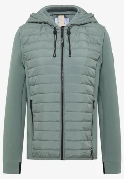 Veste avec un mélange de structures et une capuche
