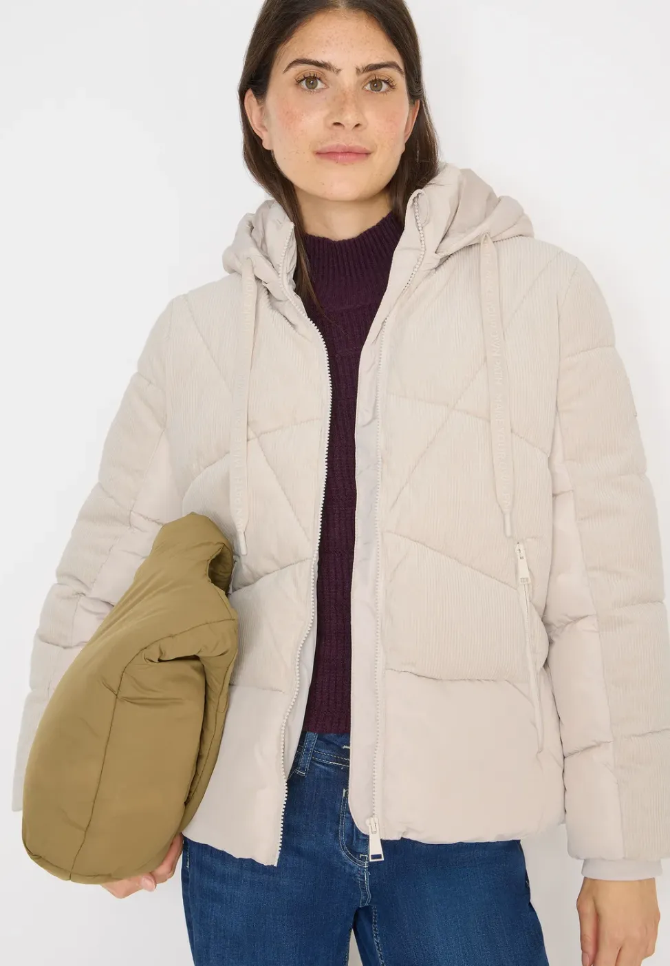 Veste bouffante avec mélange de velours côtelé