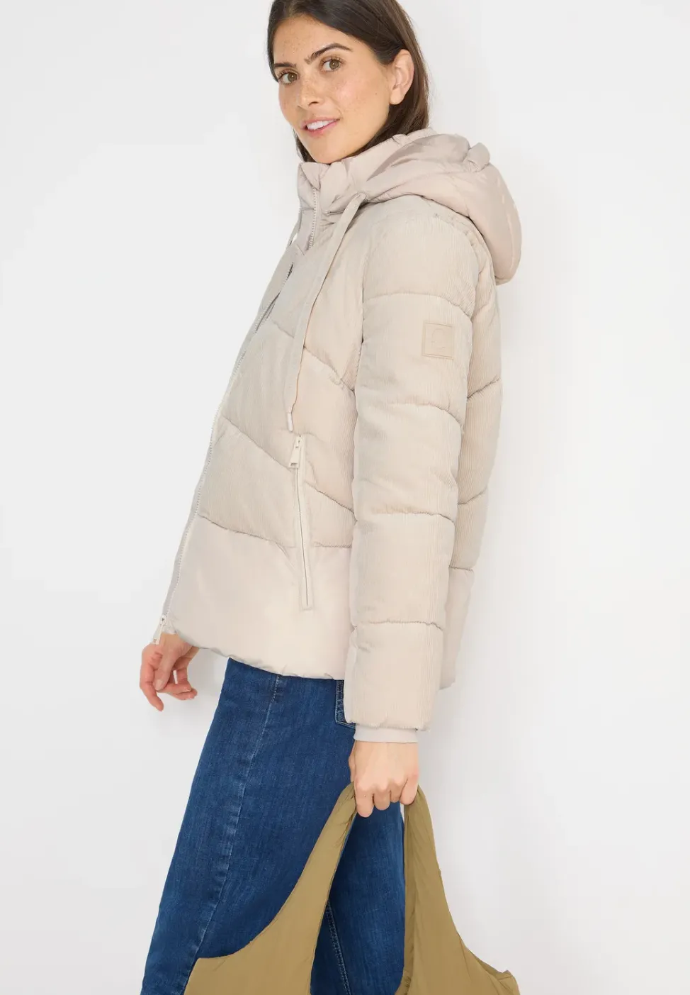 Veste bouffante avec mélange de velours côtelé