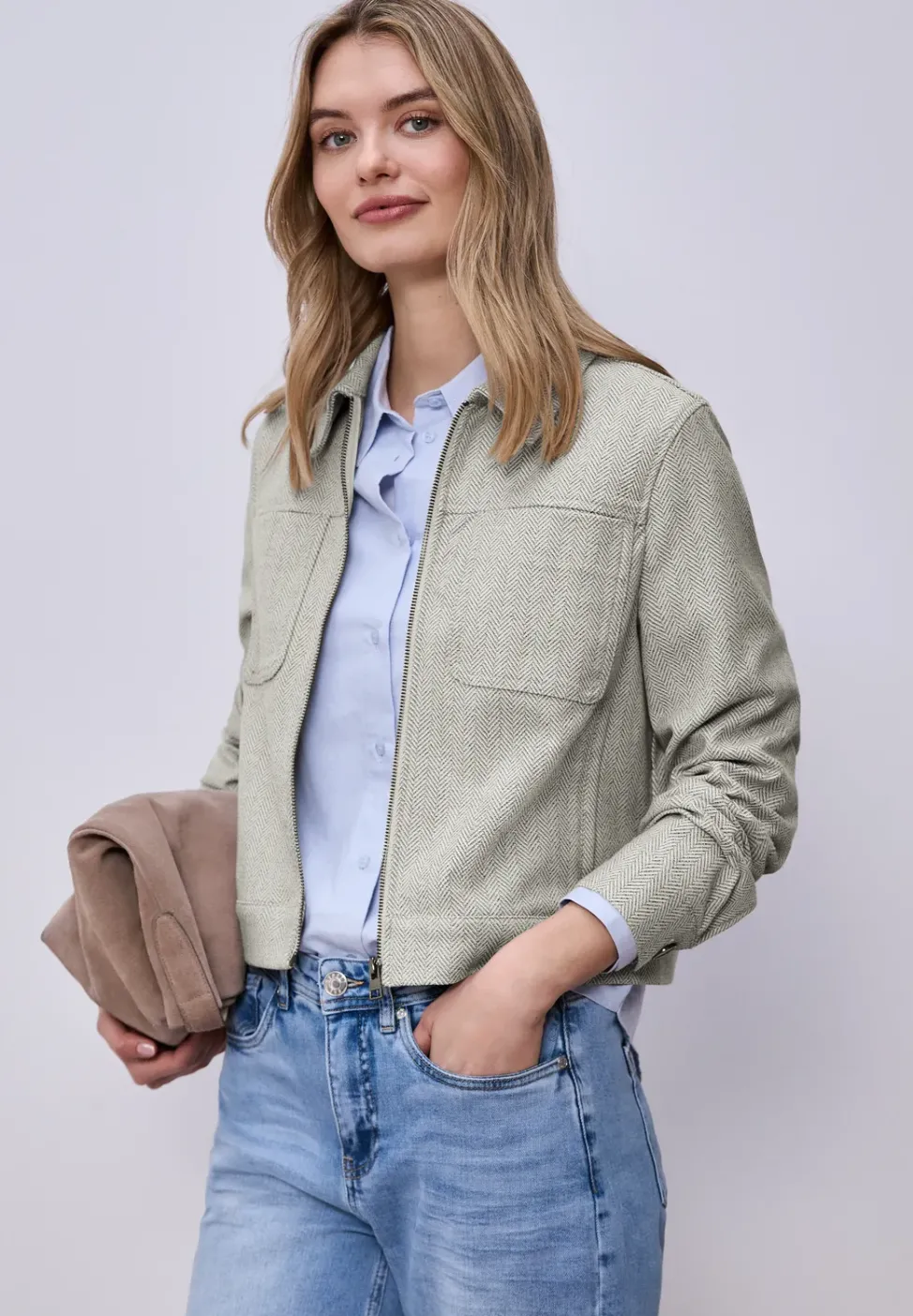 Veste à chevrons avec fermeture éclair