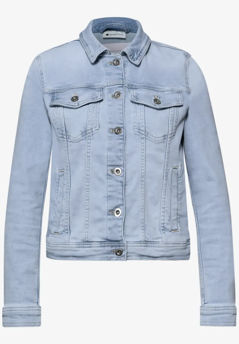 Veste en jean avec poches poitrine et boutons