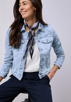 Veste en jean avec poches poitrine et boutons