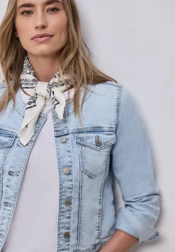 Veste en jean avec poches poitrine et boutons