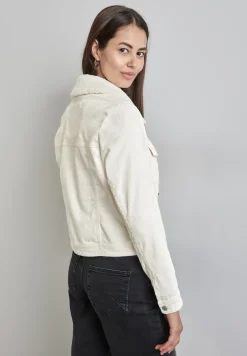 Veste en velours côtelé avec col en peluche
