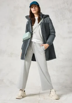 Veste longue en mélange de matières