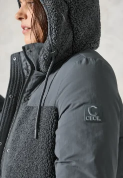 Veste longue en mélange de matières