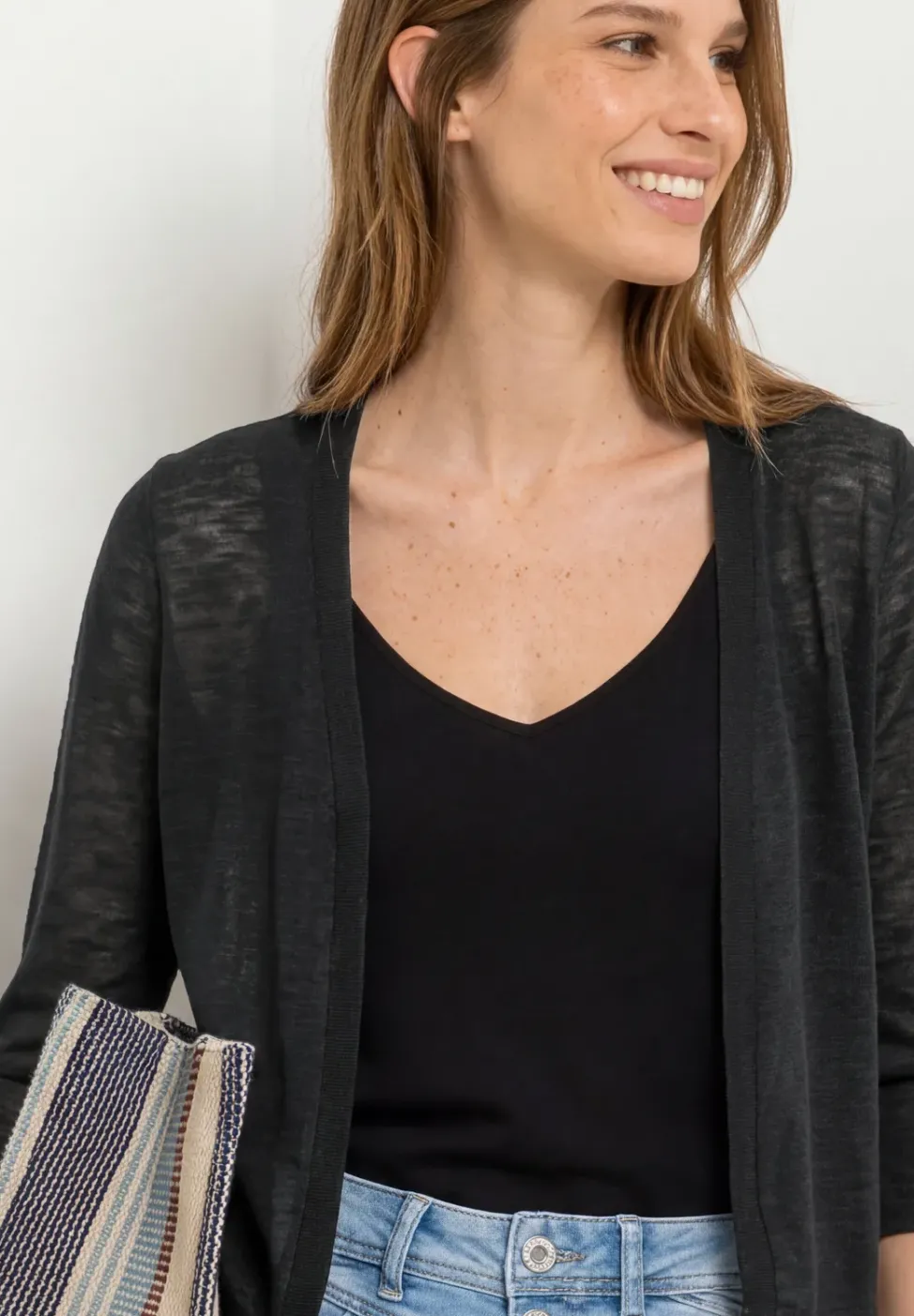 Veste à manches 3/4, coupe ouverte