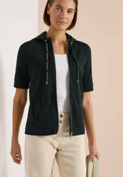 Veste à manches courtes avec sweat à capuche et fermeture éclair