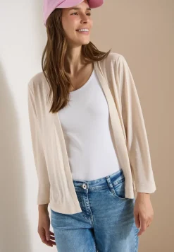 Veste ouverte en couleur unie avec manches 3/4