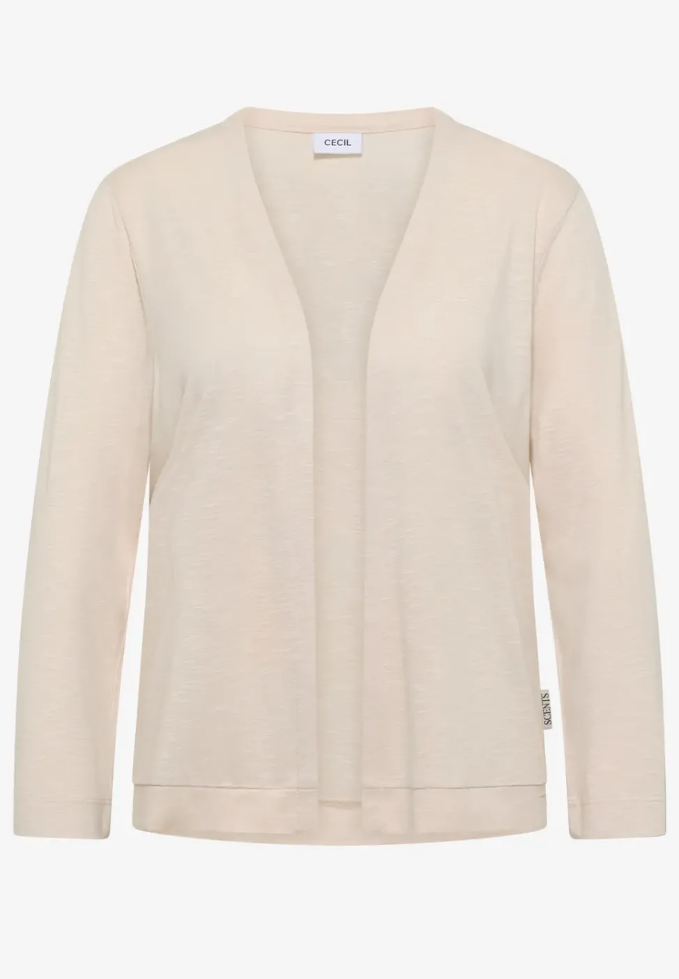 Veste ouverte en couleur unie avec manches 3/4