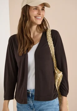 Veste ouverte en couleur unie avec manches 3/4