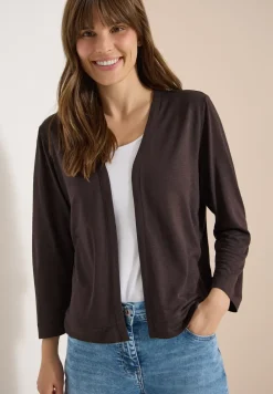 Veste ouverte en couleur unie avec manches 3/4