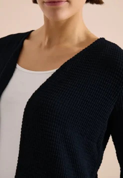 Veste ouverte en maille ajourée à manches 3/4