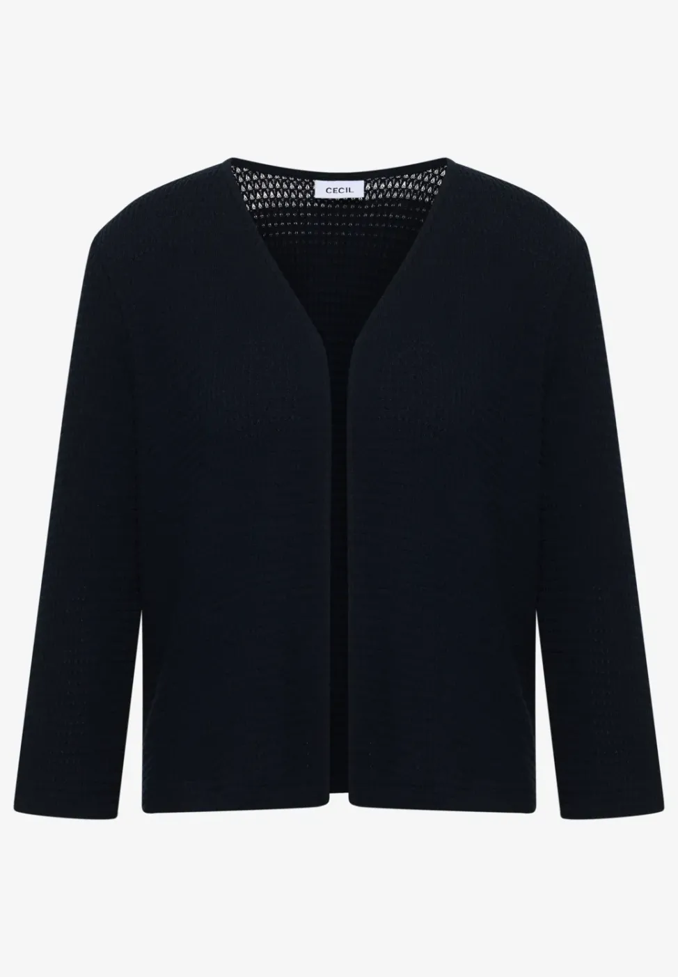 Veste ouverte en maille ajourée à manches 3/4