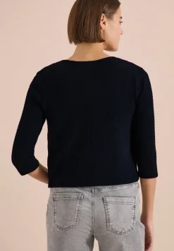 Veste ouverte en maille ajourée à manches 3/4