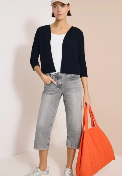 Veste ouverte en maille ajourée à manches 3/4