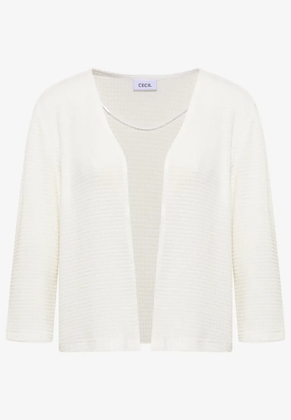 Veste ouverte à manches 3/4 en look ajouré