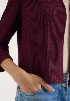 Veste ouverte à manches 3/4 en look ajouré