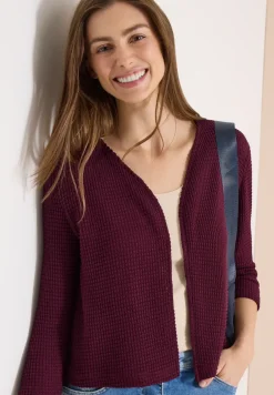 Veste ouverte à manches 3/4 en look ajouré