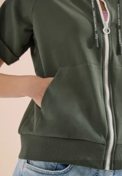 Veste sweat à manches courtes avec fermeture éclair