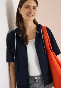 Veste sweat à manches courtes avec capuche