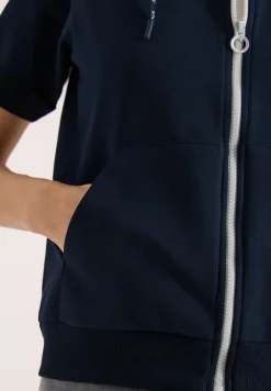 Veste sweat à manches courtes avec fermeture éclair