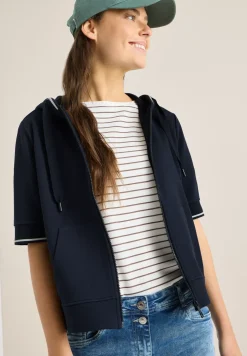 Veste sweat à manches courtes avec capuche