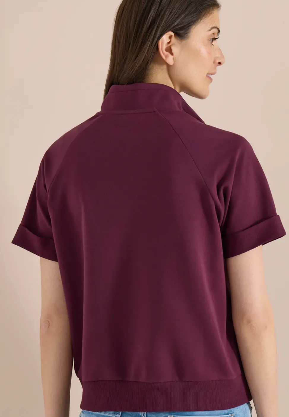 Veste sweat à manches courtes avec fermeture éclair
