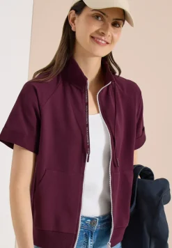 Veste sweat à manches courtes avec fermeture éclair