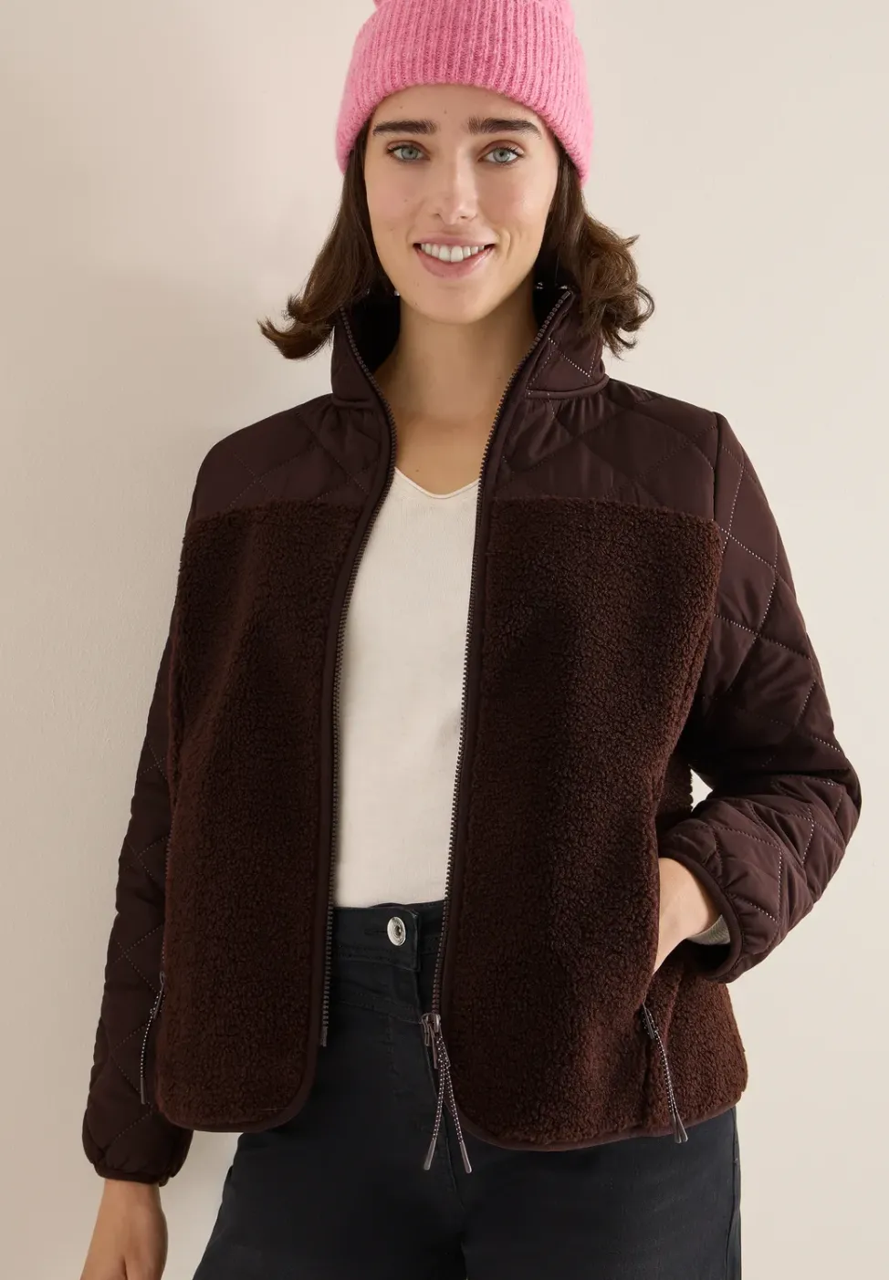 Veste Teddy avec détails piqués