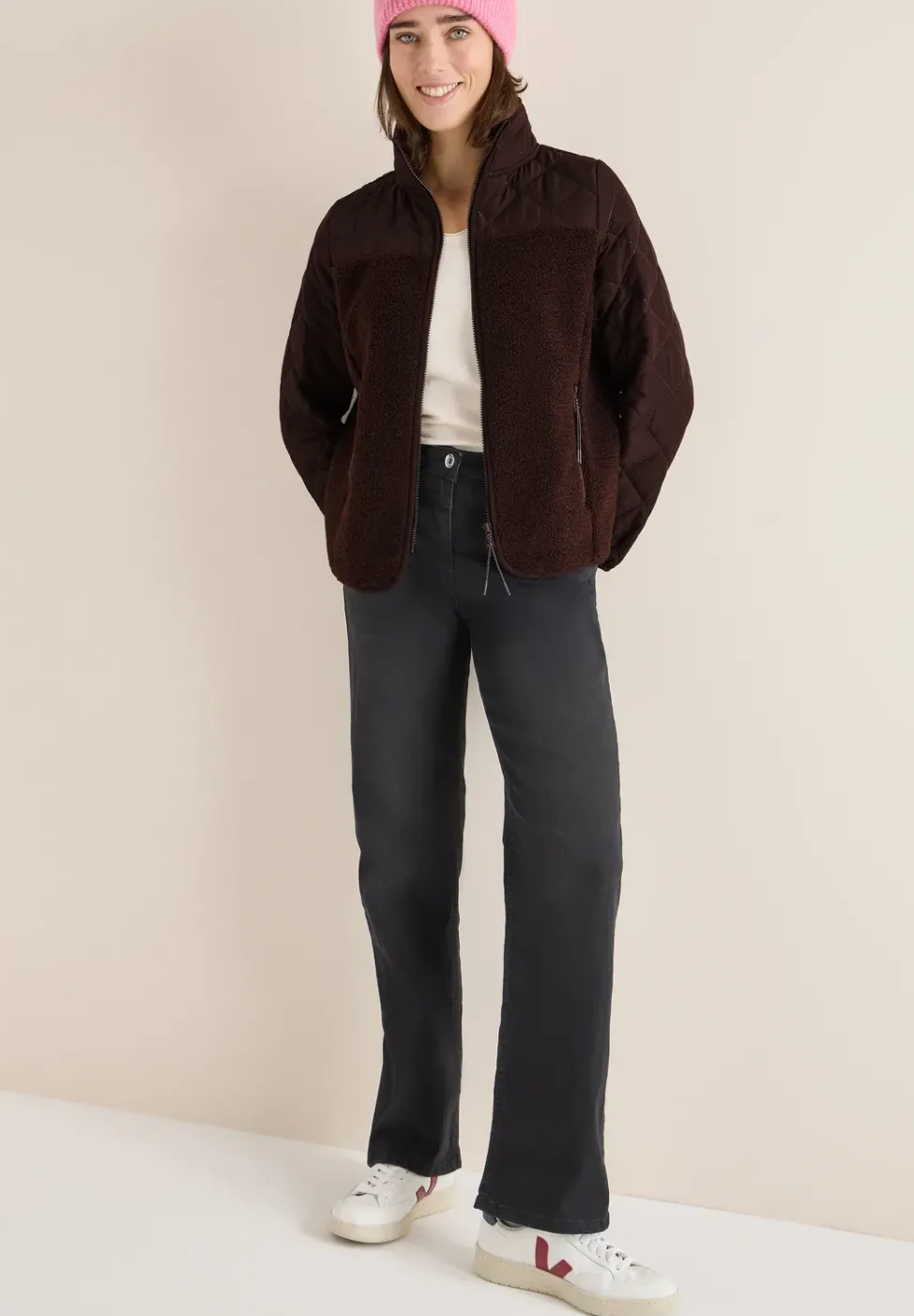 Veste Teddy avec détails piqués