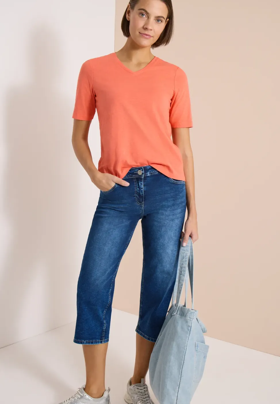 Wide Leg 3/4 Jeans en Loose Fit