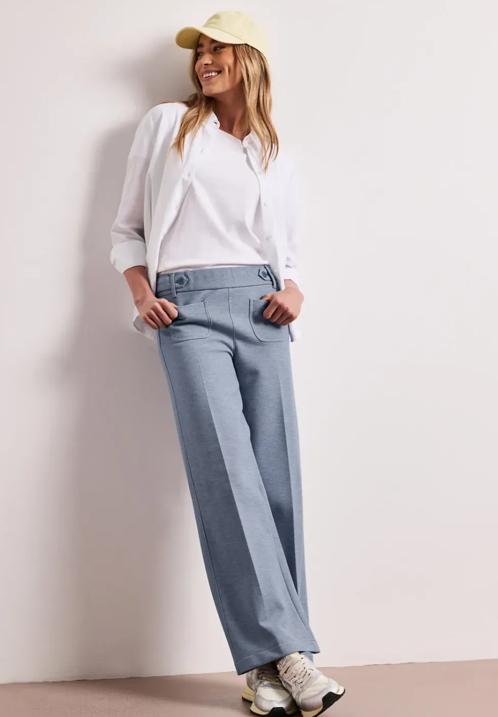 Wide Leg Pantalon avec détails de boutons