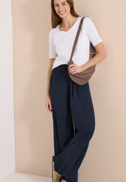 Wide Leg Pantalon avec structure crêpe