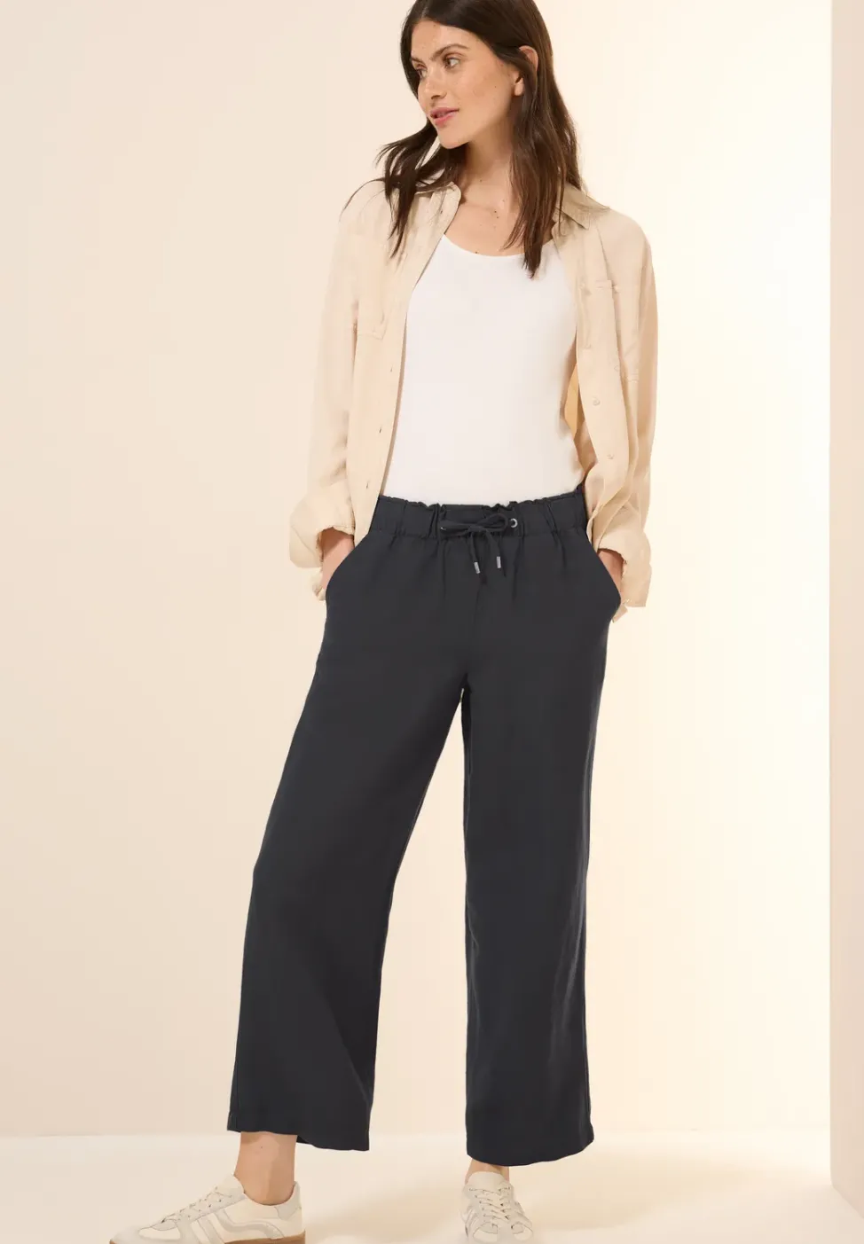 Wide Leg Pantalon en lin mélangé