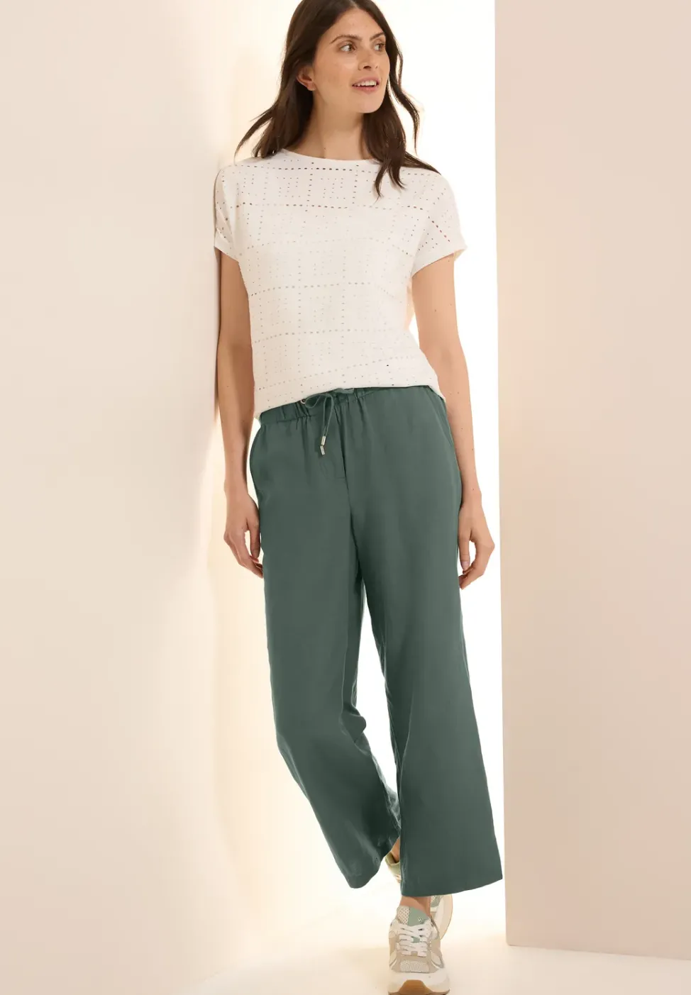 Wide Leg Pantalon en lin mélangé