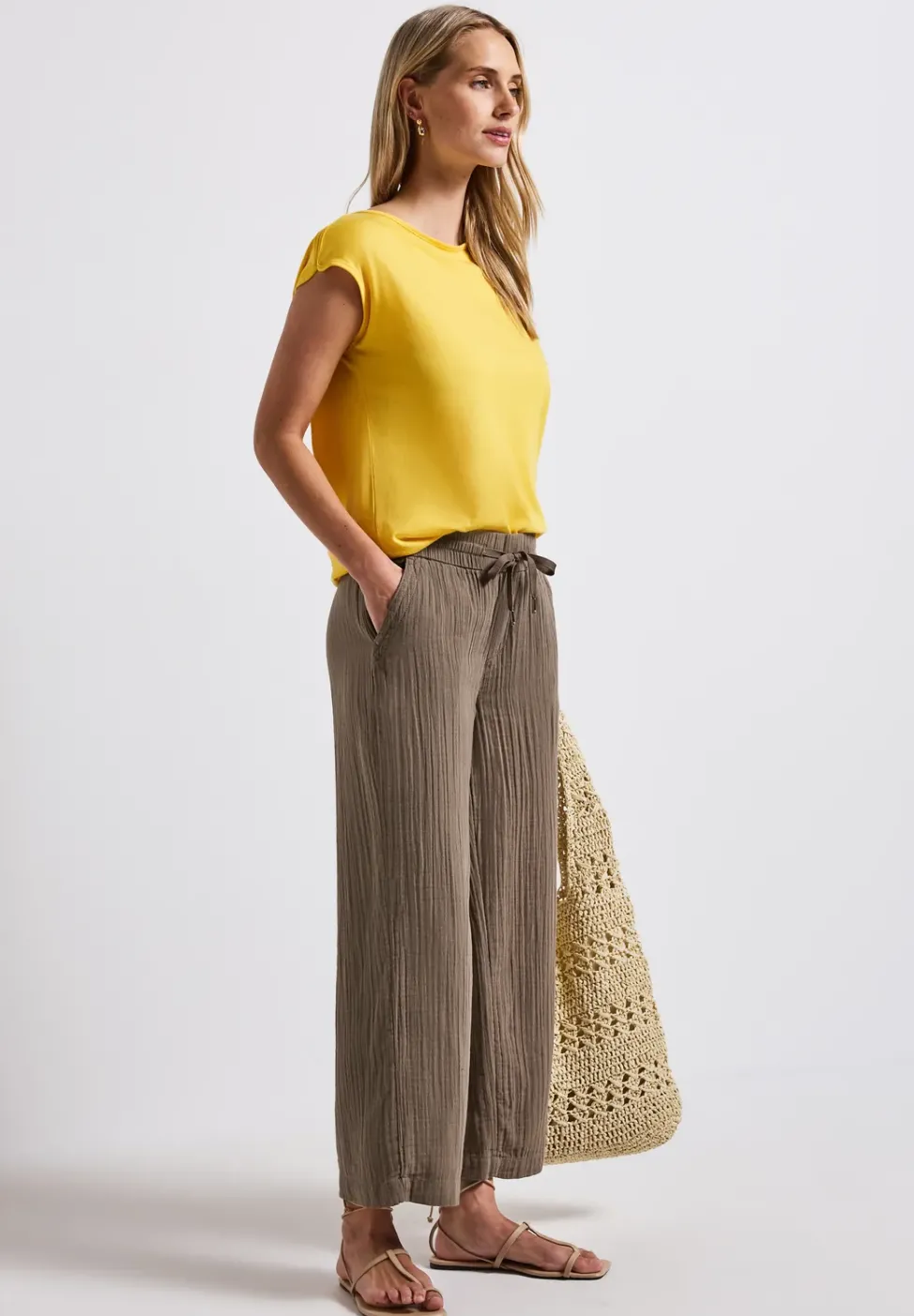 Wide Leg pantalon en mousseline de soie