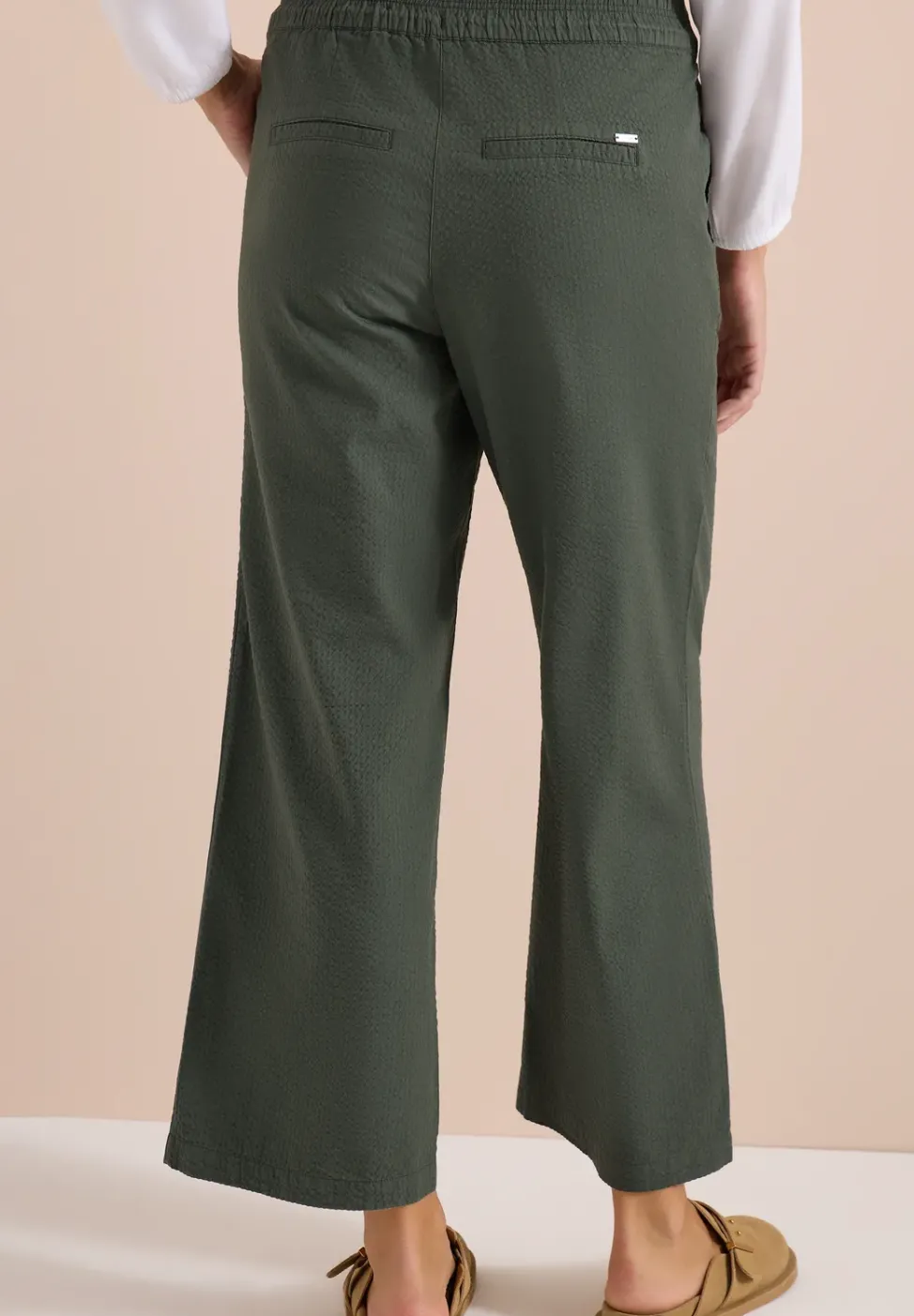 Wide Leg pantalon en qualité seersucker