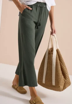 Wide Leg pantalon en qualité seersucker